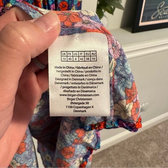 Rotate Birger Christensen Vibrant Blue Floral Long Sleeve Mini Dress 6 - Picture 11 of 11